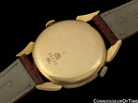 1950's Bucherer Vintage Mens Triple Date Calendar Watch - 18K Gold