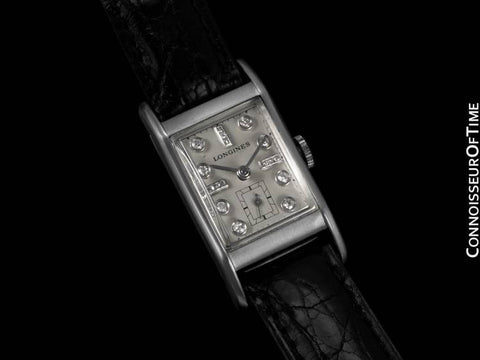 1947 LONGINES VINTAGE Mens Watch - PALLADIUM & 17 DIAMONDS