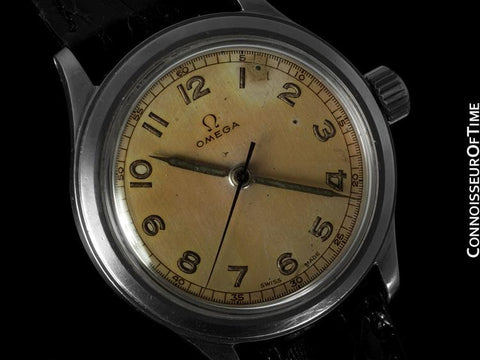 1947 Omega Vintage Ref. 2179/4 Large Mens Watch, Stainless Steel - Military Style Watch
