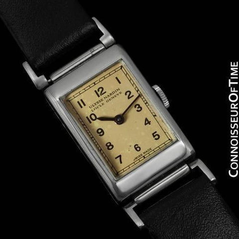 1930's Ulysse Nardin Mens Vintage Rectangular Dress Watch - Staybrite Stainless Steel